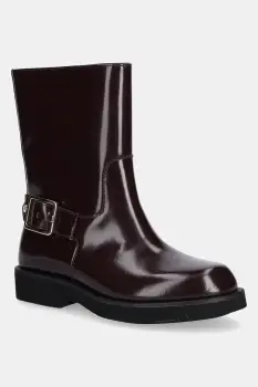 BOSS cizme de piele 50548759 culoarea violet, cu toc plat, Eleri imagine