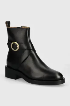 BOSS cizme de piele Iryna femei, culoarea negru, cu toc drept, 50523457 imagine