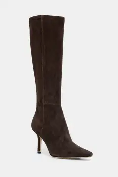 BOSS cizme din piele intoarsa Charlize culoarea maro, cu toc cui, 50553013 imagine