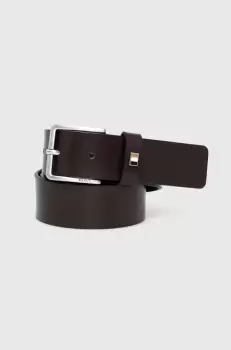 BOSS curea de piele barbati, culoarea maro imagine