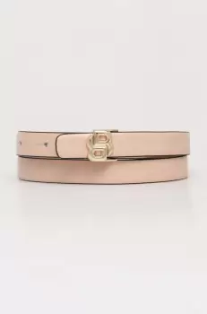 BOSS curea de piele cu doua fete femei, culoarea bej imagine