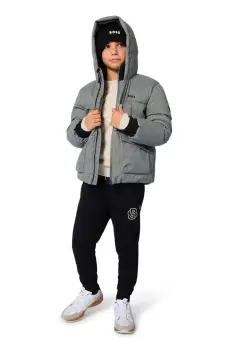 BOSS geaca copii culoarea gri, J52394 imagine