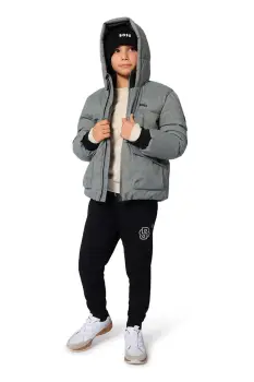 BOSS geaca copii culoarea gri, J52394 imagine