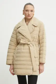 BOSS geaca culoarea bej, de tranzitie, oversize, 50535340 imagine