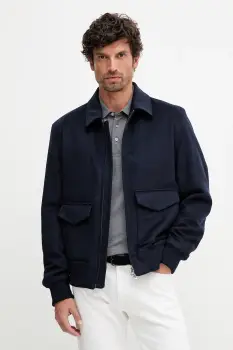 BOSS geaca de lana BECKHAM X BOSS culoarea bleumarin, de tranzitie, 50555817 imagine