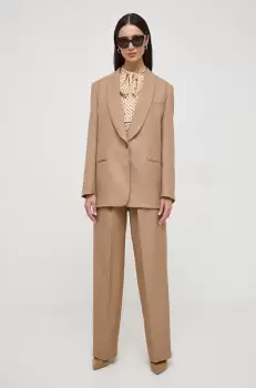 BOSS geaca de lana culoarea bej, un singur rand de nasturi, neted imagine