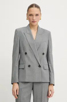 BOSS geaca de lana culoarea gri, cu doua randuri de nasturi, uni, 50543302 imagine