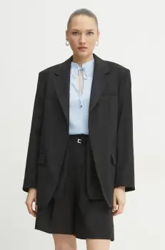 BOSS geaca de lana culoarea negru, desfacut, neted, 50537387 imagine