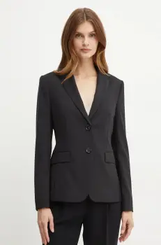 BOSS geaca de lana culoarea negru, un singur rand de nasturi, neted, 50490035 imagine