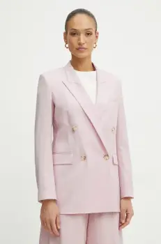 BOSS geaca de lana culoarea roz, cu doua randuri de nasturi, neted, 50537509 imagine