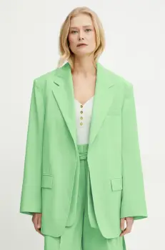 BOSS geaca de lana culoarea verde, desfacut, neted, 50537387 imagine