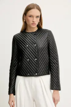 BOSS geaca de piele culoarea negru, de tranzitie, 50541919 imagine