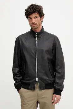 BOSS geaca de piele culoarea negru, de tranzitie, 50543899 imagine