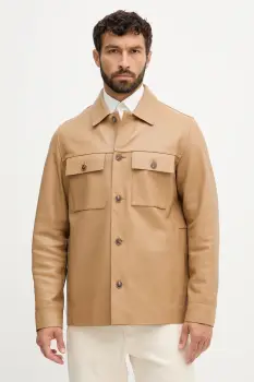 BOSS geaca de piele culoarea verde, de tranzitie, 50543222 imagine