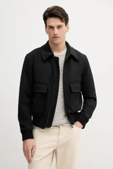 BOSS geaca din amestec de lana culoarea negru, de tranzitie, 50547088 imagine