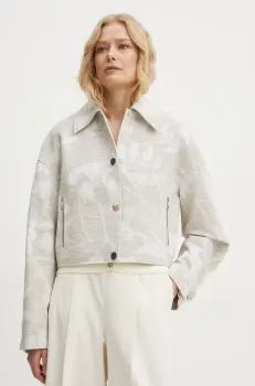 BOSS geaca femei, culoarea bej, de tranzitie, oversize, 50530887 imagine