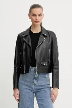 BOSS geaca ramones de piele culoarea negru, de tranzitie, 50548471 imagine