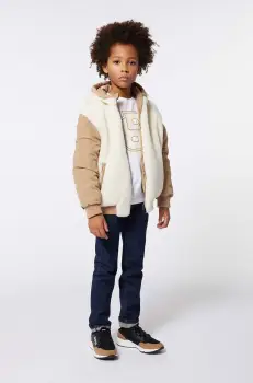 BOSS geaca reversibila pentru copii culoarea bej, J51203 imagine