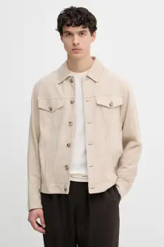 BOSS geaca tip camasa pentru barbati, din piele intoarsa Merak1 imagine