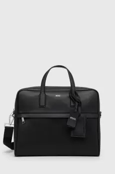 BOSS geanta pentru laptop din piele culoarea negru imagine