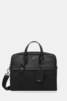 BOSS geanta pentru laptop din piele culoarea negru, 50548188 imagine