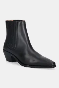 BOSS ghete chelsea de piele Niara culoarea negru, cu toc drept, 50558640 imagine