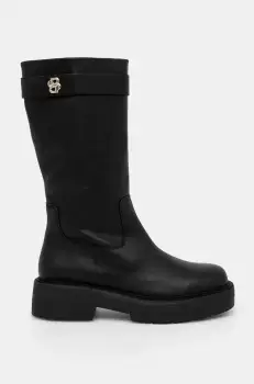 BOSS ghete de piele Rebby femei, culoarea negru, cu platforma, 50529775 imagine