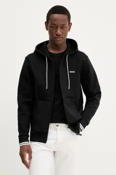 BOSS Green bluza culoarea negru, cu gluga, uni, 50542974 imagine