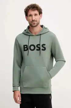 BOSS Green bluza culoarea verde, cu gluga, cu imprimeu, 50551457 imagine