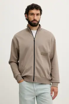 BOSS Green hanorac cu fermoar barbatesc din bumbac SW_Collar Full Zip imagine