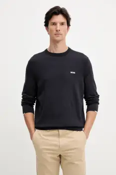 BOSS Green pulover de bumbac culoarea negru, light, 50541940 imagine