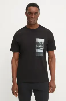 BOSS Green tricou barbati, culoarea negru, cu imprimeu, 50533233 imagine