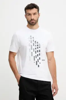 BOSS Green tricou culoarea alb, cu imprimeu, 50543808 imagine