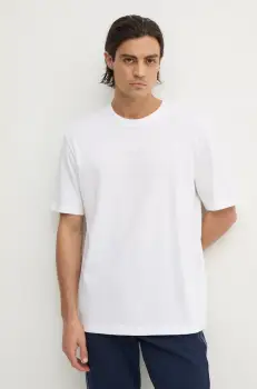 Boss Green tricou din bumbac barbati, culoarea alb, cu imprimeu, 50519368 imagine