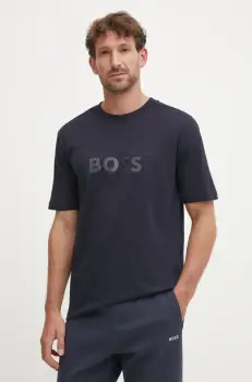 Boss Green tricou din bumbac barbati, culoarea bleumarin, cu imprimeu, 50531271 imagine