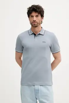 BOSS Green tricou polo culoarea bleumain, cu imprimeu, 50506193 imagine