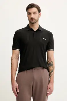 BOSS Green tricou polo culoarea negru, cu imprimeu, 50554561 imagine