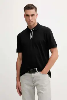 BOSS Green tricou polo culoarea negru, uni, 50549362 imagine