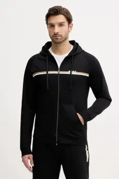 BOSS hanorac de bumbac Authentic Jacket H culoarea negru, cu gluga, cu imprimeu, 50554785 imagine