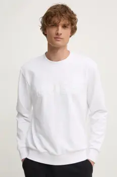 BOSS hanorac de bumbac barbati, culoarea alb, cu imprimeu, 50524360 imagine