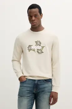 BOSS hanorac de bumbac barbati, culoarea alb, cu imprimeu, 50536797 imagine