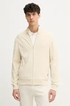 BOSS hanorac de bumbac barbati, culoarea bej, uni, 50537124 imagine