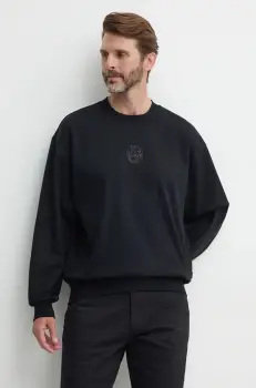 BOSS hanorac de bumbac barbati, culoarea negru, cu imprimeu, 50527667 imagine