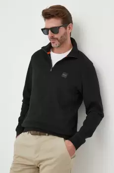 BOSS hanorac de bumbac BOSS CASUAL barbati, culoarea negru, neted imagine