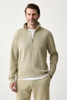BOSS hanorac de loungewear pentru barbati cu bumbac Structure 1/4 Zip imagine