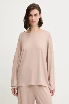 BOSS longsleeve de pijama culoarea bej, 50550693 imagine