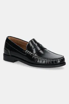 BOSS mocasini de piele Lycia culoarea negru, cu toc plat, 50548570 imagine
