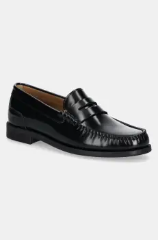 BOSS mocasini de piele Lycia femei, culoarea negru, cu toc plat, 50536344 imagine