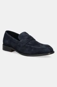 BOSS mocasini din piele intoarsa Limber barbati, culoarea bleumarin, 50541729 imagine