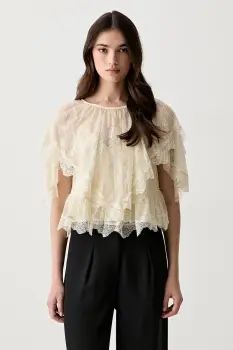 BOSS Orange bluza cu volane pentru femei din dantela C_Bennedy imagine